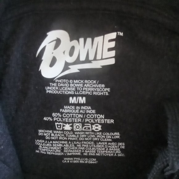 David Bowie 1972 World Tour black lightweight hoodie Size medium - Picture 6 of 8